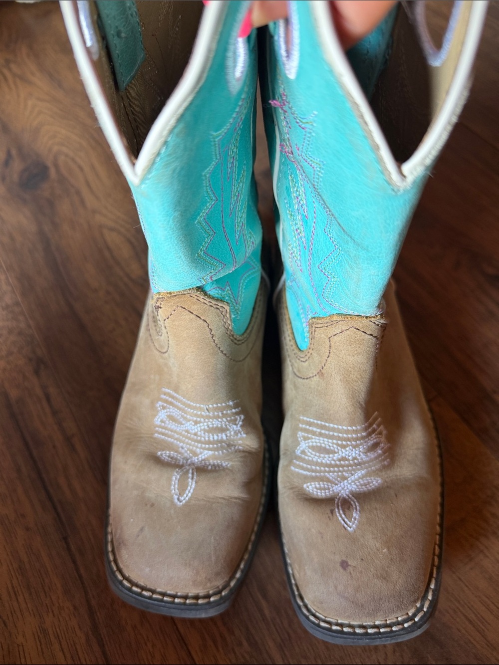 Shyanne Turquoise and Brown Kids Cowboy Boots - Picture 4 of 7